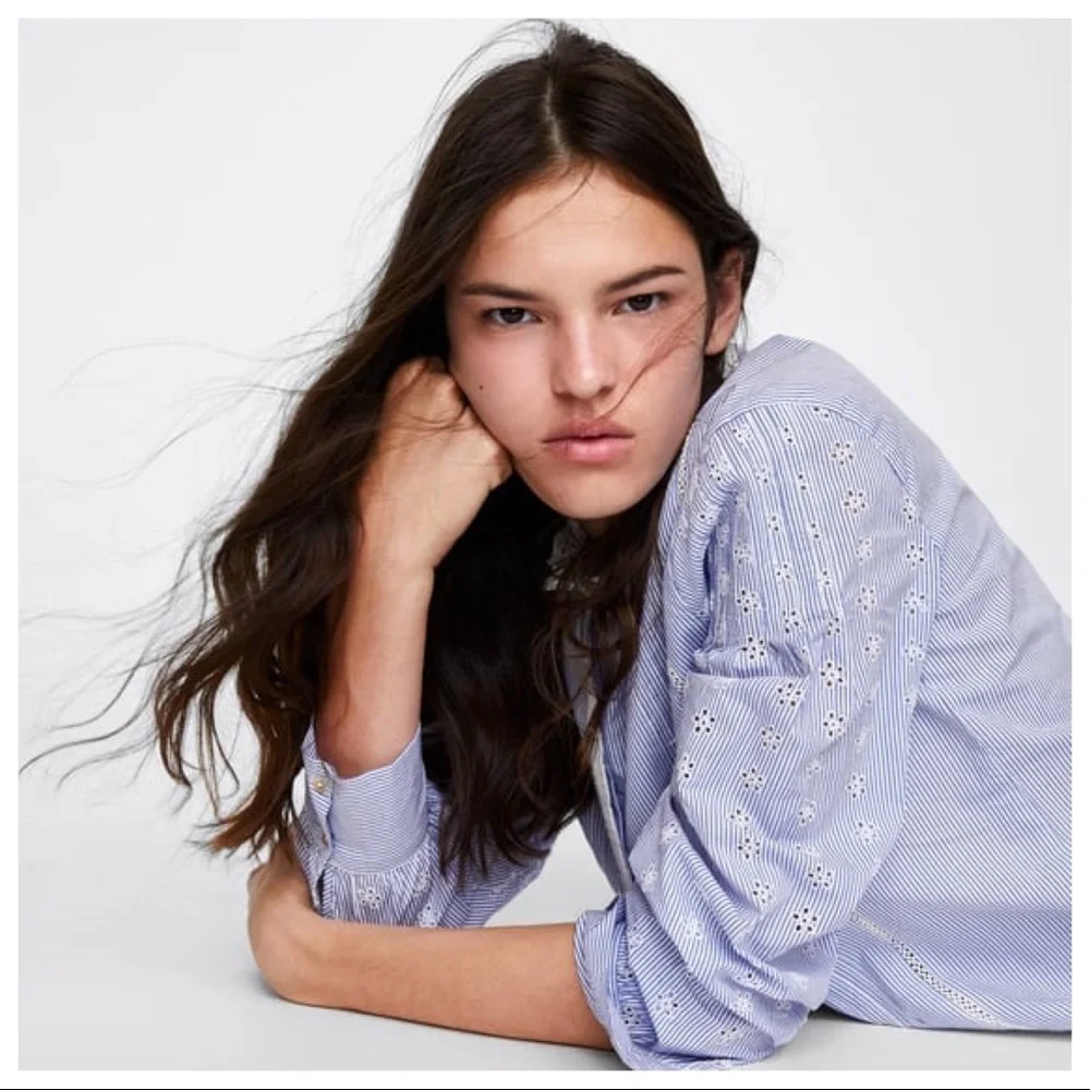 🌹NWT. Zara White/Blue Striped Shirt. Size XS, S.